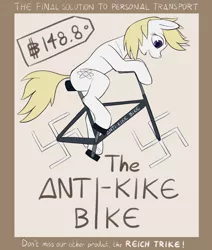 Size: 1671x1970 | Tagged: artist needed, safe, oc, oc:franziska, unofficial characters only, pony, unicorn, art pack:marenheit 451, /mlp/, 1488, advertisement, bicycle, female, horn, image, mare, nazi, open mouth, png, solo, swastika, text, unicorn oc