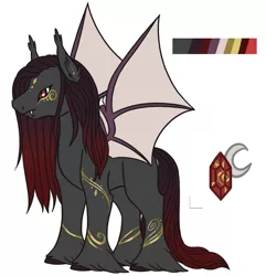 Size: 1446x1500 | Tagged: safe, artist:misskanabelle, derpibooru import, oc, oc:silas, unofficial characters only, bat pony, pony, bat pony oc, bat wings, hoof fluff, image, male, png, reference sheet, signature, stallion, tattoo, wings