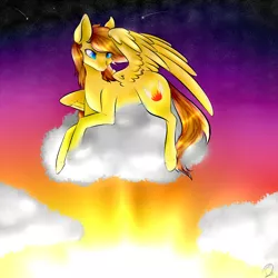 Size: 4590x4590 | Tagged: safe, artist:rubimlp6, derpibooru import, oc, unofficial characters only, pegasus, pony, cloud, image, jpeg, on a cloud, outdoors, pegasus oc, solo, wings