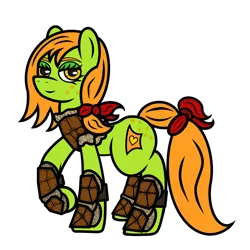 Size: 1024x1024 | Tagged: safe, artist:dice-warwick, derpibooru import, oc, oc:lottery, earth pony, pony, fallout equestria, armor, brigade armor, image, leather armor, png, solo