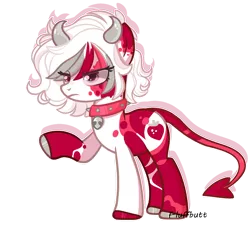 Size: 1600x1455 | Tagged: safe, artist:f-luffbutt, derpibooru import, oc, earth pony, pony, devil tail, female, horns, image, mare, png, simple background, solo, transparent background