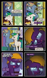 Size: 1920x3169 | Tagged: safe, artist:alexdti, derpibooru import, oc, oc:marco, oc:purple creativity, oc:umberto, unofficial characters only, pegasus, pony, unicorn, comic:quest for friendship, angry, carrot, carrot dog, crying, female, food, glasses, high res, horn, image, jpeg, male, open mouth, pegasus oc, stallion, tears of anger, tears of rage, trio male, unicorn oc, wavy mouth, wings
