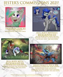 Size: 2934x3572 | Tagged: safe, artist:jesterpi, derpibooru import, oc, oc:broken flare, oc:cyan moonlight, oc:iceberg skystriker, oc:jester pi, oc:starline moongazer, unofficial characters only, pegasus, pony, unicorn, eye clipping through hair, eyebrows, eyebrows visible through hair, female, high res, horn, image, jpeg, male, marble, mare, pegasus oc, price tag, stallion, text, unicorn oc, wings