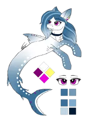 Size: 1349x1877 | Tagged: safe, artist:inspiredpixels, derpibooru import, oc, unofficial characters only, original species, pony, shark, shark pony, adoptable, choker, ear piercing, fangs, image, piercing, png, reference sheet, simple background, transparent background