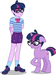 Size: 3019x4000 | Tagged: safe, alternate version, artist:orin331, derpibooru import, sci-twi, twilight sparkle, pony, unicorn, equestria girls, clothes, cutie mark, dusk shine, equestria guys, eyebrows, eyebrows visible through hair, glasses, high res, human ponidox, image, male, png, raised hoof, rule 63, sci-dusk, self ponidox, shoes, shorts, simple background, socks, solo, transparent background, unicorn sci-dusk