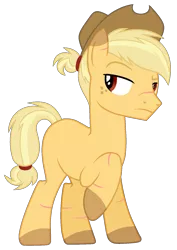 Size: 1129x1598 | Tagged: safe, artist:cindydreamlight, derpibooru import, oc, unofficial characters only, earth pony, pony, cowboy hat, earth pony oc, frown, hat, image, male, png, raised hoof, scar, simple background, solo, stallion, stetson, transparent background