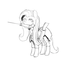 Size: 3978x3635 | Tagged: safe, artist:rhorse, fluttershy, pegasus, pony, art pack:marenheit 451 afterparty stream, clothes, coat, crying, female, giant syringe, gun, image, mare, medic, png, sketch, solo, syringe, team fortress 2, weapon