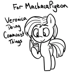 Size: 973x906 | Tagged: safe, artist:lyrabop, oc, oc:veronika, unofficial characters only, earth pony, pony, art pack:marenheit 451 afterparty stream, communism, communist manifesto, earth pony oc, female, hoof hold, image, mare, png, raised hoof, reading, sketch, solo