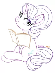 Size: 1551x2048 | Tagged: safe, artist:veeayydee, derpibooru import, starlight glimmer, pony, unicorn, book, image, jpeg, simple background, sitting, sketch