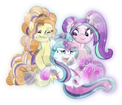 Size: 3447x2962 | Tagged: safe, artist:lincolnbrewsterfan, derpibooru import, adagio dazzle, aria blaze, sonata dusk, ponified, crystal pony, earth pony, pony, siren, adoragio, all is well, alternate universe, alternative cutie mark placement, ariabetes, butterfly wings, crystallized pony, cuddling, cute, cute little fangs, cuteness overload, derpibooru exclusive, disguise, disguised siren, dock, ear piercing, earring, equestria girls ponified, facial cutie mark, fangs, female, folded wings, gem, glow, gradient hooves, gradient mane, happiness, happy, headcanon in the description, high res, image, inkscape, jewelry, mare, piercing, png, rainbow power, rainbow power-ified, reformed, reformed villain, sibling love, siblings, simple background, siren gem, sisters, snuggling, solo, sonatabetes, spreading, spread legs, .svg available, transparent background, trio, vector, wall of tags, wings