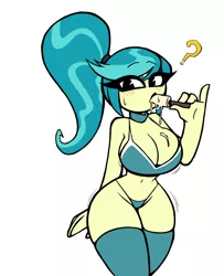Size: 1307x1613 | Tagged: suggestive, artist:nelljoestar, derpibooru import, auntie lofty, human, equestria girls, breasts, busty auntie lofty, clothes, derpibooru exclusive, eating, food, humanized, ice cream, image, jpeg, sketch, solo, suggestive eating, swimsuit