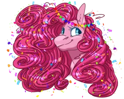 Size: 1280x1024 | Tagged: safe, artist:d3pressedr4inbow, derpibooru import, pinkie pie, earth pony, pony, confetti, female, image, mare, png, simple background, smiling, solo, transparent background