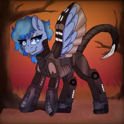 Size: 1439x1439 | Tagged: safe, artist:bluemoon, derpibooru import, oc, oc:icewing, pegasus, pony, fallout equestria, armor, commission, enclave, enclave armor, image, jpeg, solo, wasteland, ych result