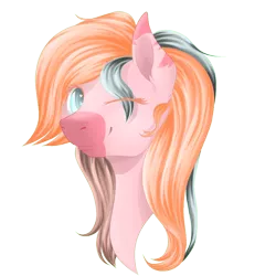 Size: 1000x1000 | Tagged: safe, artist:schokocream, derpibooru import, oc, unofficial characters only, earth pony, pony, bust, earth pony oc, female, image, mare, one eye closed, png, simple background, solo, transparent background, wink