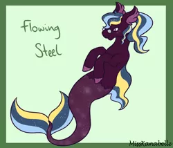 Size: 1750x1500 | Tagged: safe, artist:misskanabelle, derpibooru import, oc, oc:flowing steel, unofficial characters only, pony, sea pony, abstract background, glasses, image, male, png, sea pony oc, signature