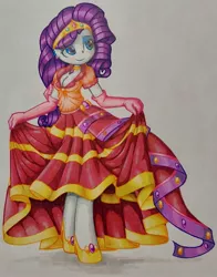 Size: 1983x2528 | Tagged: safe, artist:shadowhawx95, derpibooru import, rarity, human, alternate hairstyle, blushing, breasts, cleavage, clothes, dress, female, gala dress, humanized, image, jpeg, pencil drawing, solo, traditional art