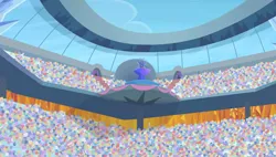 Size: 1280x727 | Tagged: safe, derpibooru import, screencap, equestria games (episode), background, crowd, crystal empire, image, png, scenic ponyville, stadium