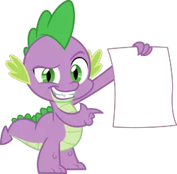 Size: 5901x5782 | Tagged: safe, artist:frownfactory, derpibooru import, spike, dragon, the crystalling, exploitable, grin, image, looking at you, male, png, pointing, poster, simple background, smiling, solo, teeth, transparent background, vector