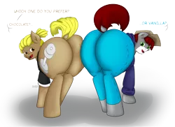 Size: 7015x5100 | Tagged: suggestive, artist:khaki-cap, derpibooru import, oc, oc:heavy jack, oc:khaki-cap, unofficial characters only, earth pony, butt, butt bump, buttcheeks, butt crack, cap, choice, clip studio paint, clothes, commission, commissioner:buffaloman20, cutie mark, digital art, dock, earth pony oc, hat, heart eyes, hoodie, huge butt, image, jeans, jean thicc, kinky, large butt, looking at you, looking back, pants, png, presenting, raised tail, shirt, signature, simple background, tail, text, thicc ass, transparent background, wingding eyes