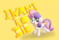 Size: 3934x2698 | Tagged: safe, artist:background basset, derpibooru import, sweetie belle, pony, unicorn, dissonant caption, female, filly, image, png, simple background, solo, text