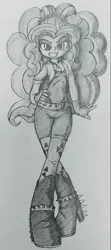 Size: 677x1522 | Tagged: safe, artist:shadowhawx95, derpibooru import, adagio dazzle, equestria girls, grin, hand on hip, image, jpeg, looking at you, pencil drawing, smiling, solo, traditional art