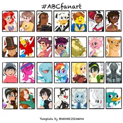 Size: 1280x1280 | Tagged: safe, artist:imaplatypus, derpibooru import, rainbow dash, alligator, anthro, bird, dog, dragon, duck, ghost, human, mermaid, parrot, pegasus, platypus, quagsire, robot, undead, :p, aladdin, alphabet, amphibia, animaniacs, anthony mackie, ariel, avatar the last airbender, azymondias, bandana, bee (bee and puppycat), bee and puppycat, bra, cartoon network, chewbacca, clothes, crossover, disney, donald duck, ear piercing, earring, emmet brickowski, falcon (marvel comics), female, flannel shirt, floral head wreath, flower, food, fork, goddess, goggles, grace monroe, gravity falls, hat, hershel layton, iago, image, infinity train, jamie (steven universe), jewelry, jpeg, k.o. (ok k.o.!), kingdom hearts, lego, lore olympus, lots of characters, louis, male, marvel, marvel cinematic universe, mina ashido, musical instrument, my hero academia, nala, ok k.o.! lets be heroes, ok ko let's be heroes, once-ler, party hat, perry the platypus, persephone, phineas and ferb, piercing, pink hair, pink skin, pokémon, popsicle, professor layton, puppycat, sam wilson, sasha waybright, seashell bra, star wars, steven universe, tangled (disney), tangled: the series, the dragon prince, the lego movie, the lion king, the little mermaid, the lorax, the nightmare before christmas, the princess and the frog, tongue out, top hat, toph bei fong, trumpet, ultron, underwear, varian, wall of tags, wendy corduroy, wookiee, xion, yakko warner, zero, zym