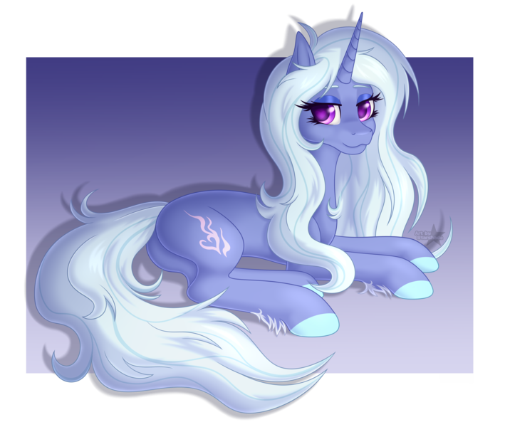 Size: 4284x3624 | Tagged: safe, artist:starshade, derpibooru import, oc, oc:misty, unofficial characters only, pony, unicorn, 2021, barrette, commission, cute, cutie mark, female, gradient background, heart, heart eyes, horn, image, lightly watermarked, lying down, mare, png, prone, purple eyes, simple background, smiling, transparent background, watermark, wingding eyes