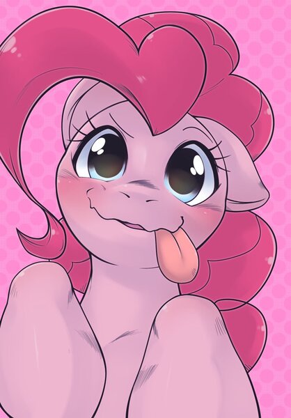 Size: 714x1024 | Tagged: safe, artist:kurogewapony, derpibooru import, pinkie pie, earth pony, pony, adorkable, blushing, cute, diapinkes, dork, female, image, jpeg, kurogewapony is trying to murder us with diapinkes, looking at you, mare, simple background, smiling, smiling at you, solo, tongue out