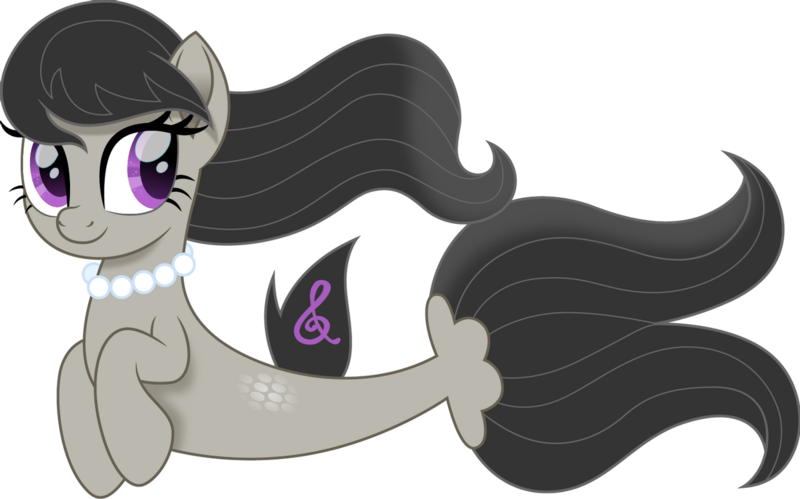 Size: 1280x798 | Tagged: safe, artist:cloudyglow, derpibooru import, octavia melody, earth pony, pony, seapony (g4), dorsal fin, eyelashes, female, fish tail, flowing mane, flowing tail, image, jewelry, necklace, pearl necklace, png, purple eyes, seaponified, simple background, smiling, solo, species swap, tail, transparent background