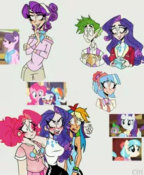 Size: 2510x3049 | Tagged: safe, artist:citi, derpibooru import, screencap, coco pommel, pinkie pie, rainbow dash, rarity, spike, suri polomare, human, rarity takes manehattan, clothes, cutie mark, cutie mark accessory, cutie mark on clothes, ear piercing, earring, female, glasses, high res, humanized, image, jewelry, jpeg, male, piercing, rarity's glasses, scene interpretation, screencap reference, simple background, white background