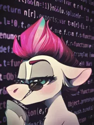 Size: 1080x1437 | Tagged: safe, artist:wacky-skiff, derpibooru import, zipp storm, pony, code, female, floppy ears, g5, glasses, image, jpeg, looking at you, mare, solo