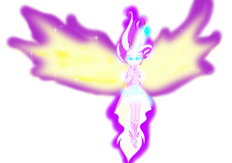 Size: 1066x749 | Tagged: safe, artist:goldlines005, derpibooru import, sunset shimmer, equestria girls, daydream shimmer, female, glowing horn, glowing wings, horn, image, png, simple background, solo, spread wings, transparent background, wings