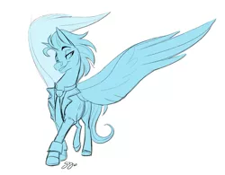 Size: 1911x1493 | Tagged: safe, artist:probablyfakeblonde, derpibooru import, oc, oc:andrew swiftwing, unofficial characters only, pegasus, clothes, grin, image, necktie, png, sketch, smiling, spread wings, suit, wings