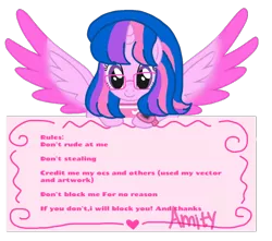 Size: 1146x1015 | Tagged: safe, artist:徐詩珮, derpibooru import, oc, oc:hsu amity, unofficial characters only, alicorn, pony, glasses, image, looking at you, png, smiling, spread wings, text, wings