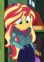 Size: 365x519 | Tagged: safe, derpibooru import, screencap, sunset shimmer, equestria girls, equestria girls series, holidays unwrapped, spoiler:eqg series (season 2), cropped, image, png, solo, winter break-in