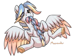 Size: 3180x2358 | Tagged: suggestive, alternate version, artist:moonseeker, derpibooru import, oc, oc:seashore swirl, unofficial characters only, pegasus, pony, female, image, mouth hold, png, signature, simple background, solo, solo female, transparent background, underhoof