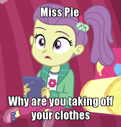 Size: 472x495 | Tagged: questionable, derpibooru import, screencap, lily pad (equestria girls), equestria girls, equestria girls series, pinkie sitting, caption, cropped, female, image, image macro, png, solo, text