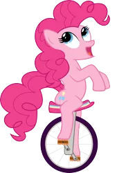 Size: 2460x3157 | Tagged: safe, artist:mrfoxington, derpibooru import, pinkie pie, earth pony, pony, anatomically incorrect, image, incorrect leg anatomy, png, simple background, solo, unicycle