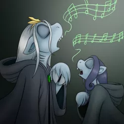 Size: 1000x1000 | Tagged: safe, artist:r perils, derpibooru import, oc, oc:ipsywitch, oc:pathayila laei, sea pony, deep one, female, image, jpeg, mother and child, mother and daughter, singing