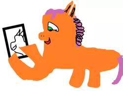 Size: 490x365 | Tagged: safe, artist:basinator, derpibooru import, sunny starscout, earth pony, pony, 1000 hours in ms paint, female, g5, image, mare, mobile phone, mspaintponies, phone, png, simple, smartphone, solo