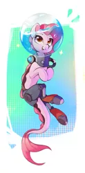 Size: 959x1947 | Tagged: safe, artist:rexyseven, derpibooru import, oc, oc:koraru koi, unofficial characters only, merpony, amputee, augmented, female, helmet, image, png, prosthetic leg, prosthetic limb, prosthetics, smiling, solo, water