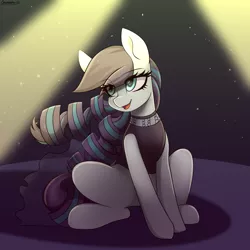 Size: 2200x2200 | Tagged: safe, artist:chickenbrony, derpibooru import, coloratura, earth pony, pony, clothes, eye clipping through hair, female, image, mare, png, sitting, smiling, solo