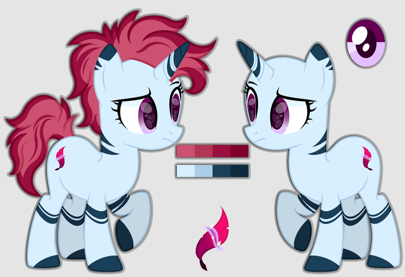 Size: 4096x2800 | Tagged: safe, artist:ponkus, derpibooru import, oc, oc:raspberry beret, hybrid, unicorn, zebra, zebracorn, zony, fallout equestria, female, image, mare, png, reference sheet, solo, zebra hybrid, zony oc