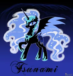 Size: 1944x2032 | Tagged: safe, artist:helenasherzblut, derpibooru import, oc, oc:tsunami, alicorn, pony, alicorn oc, female, horn, image, jpeg, looking at you, mare, nightmarified, solo, wings