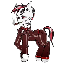 Size: 1100x976 | Tagged: safe, artist:leastways, derpibooru import, oc, unofficial characters only, ghoul, undead, fallout equestria, cigar, clothes, commission, fanfic art, image, png, simple background, sketch, smoking, solo, suit, transparent background, tuxedo