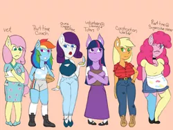 Size: 2048x1536 | Tagged: safe, artist:mintymelody, derpibooru import, applejack, fluttershy, pinkie pie, rainbow dash, rarity, twilight sparkle, anthro, plantigrade anthro, apron, clothes, digital art, female, females only, image, mane six, png