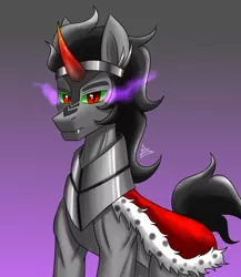 Size: 1300x1500 | Tagged: safe, artist:zachc, derpibooru import, king sombra, pony, unicorn, glowing eyes, gradient background, image, jpeg, male, solo, stallion