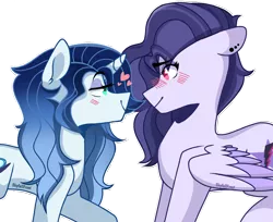 Size: 1778x1448 | Tagged: safe, artist:skyfallfrost, derpibooru import, oc, oc:azure blush, oc:purple moonlight, unofficial characters only, pegasus, pony, unicorn, female, image, mare, png, simple background, transparent background