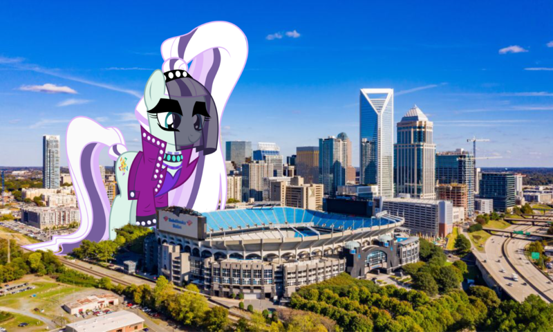 Size: 2048x1229 | Tagged: safe, artist:jhayarr23, artist:sirmlp1, derpibooru import, coloratura, earth pony, pony, charlotte, countess coloratura, female, giant pony, giant/macro earth pony, giantess, highrise ponies, image, irl, macro, mega giant, north carolina, photo, png, ponies in real life