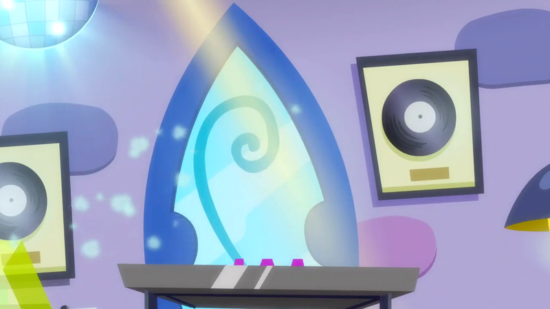 Size: 1280x720 | Tagged: safe, derpibooru import, screencap, slice of life (episode), background, disco ball, image, lamp, liminal space, no pony, png, scenic ponyville, smoke, turntable, vinyl, vinyl and octavia's home, window